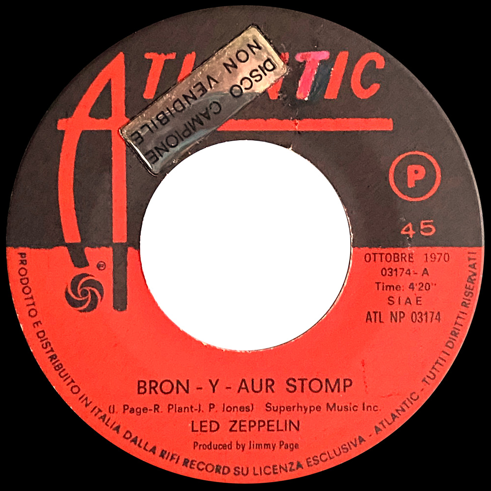 Single <br>Italy (ATL NP 03174) <br>Bron-Y-Aur Stomp / Immigrant Song (Promo #2) - Image 3