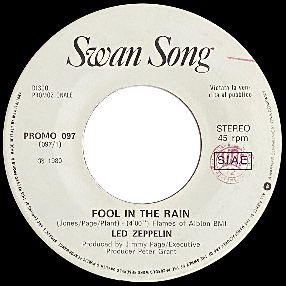 Single <br>Italy (Promo 097) <br>Fool In The Rain / Hot Dog (Promo #2) - Image 2