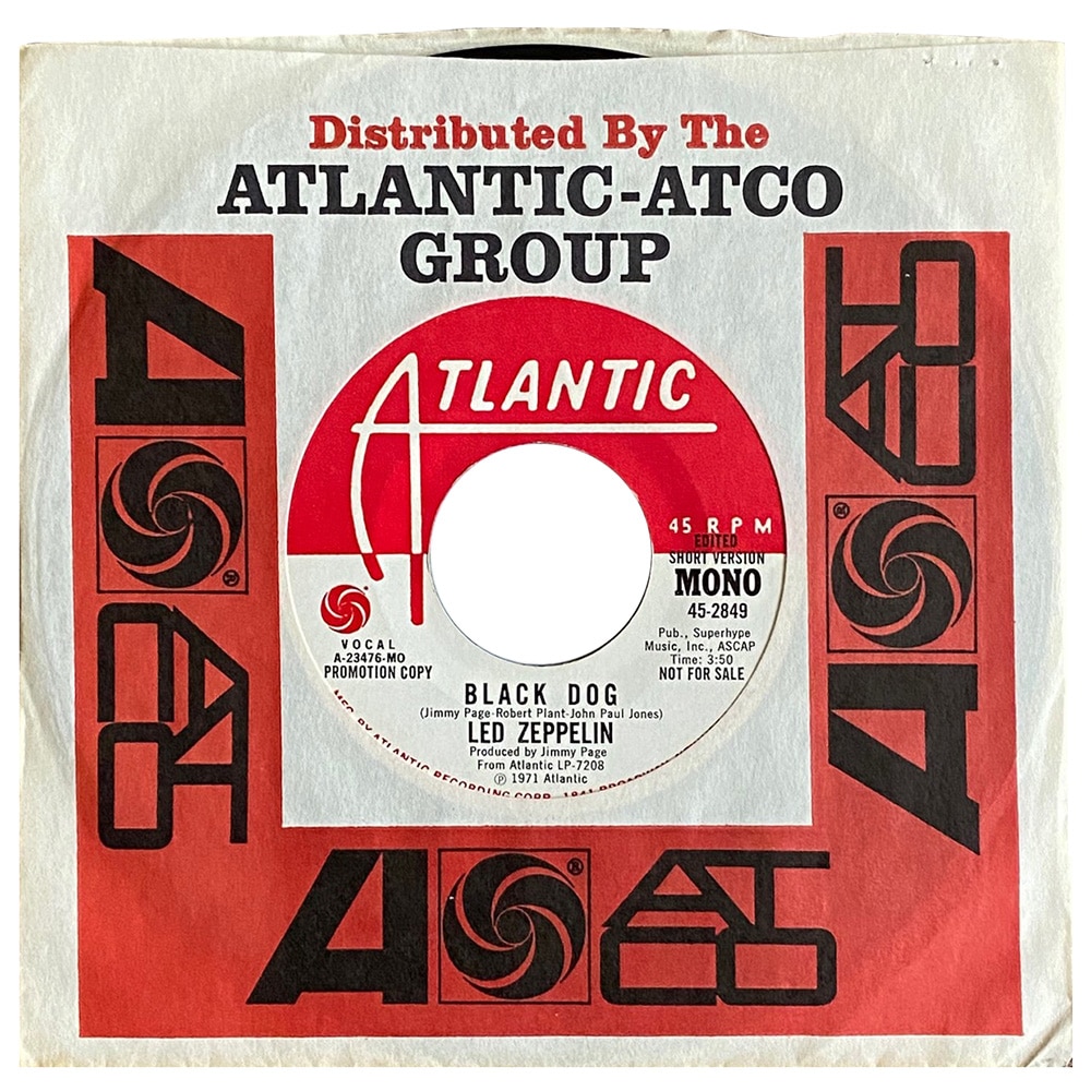Single <br>USA (45-2849) <br>Black Dog / Black Dog (Promo #3)