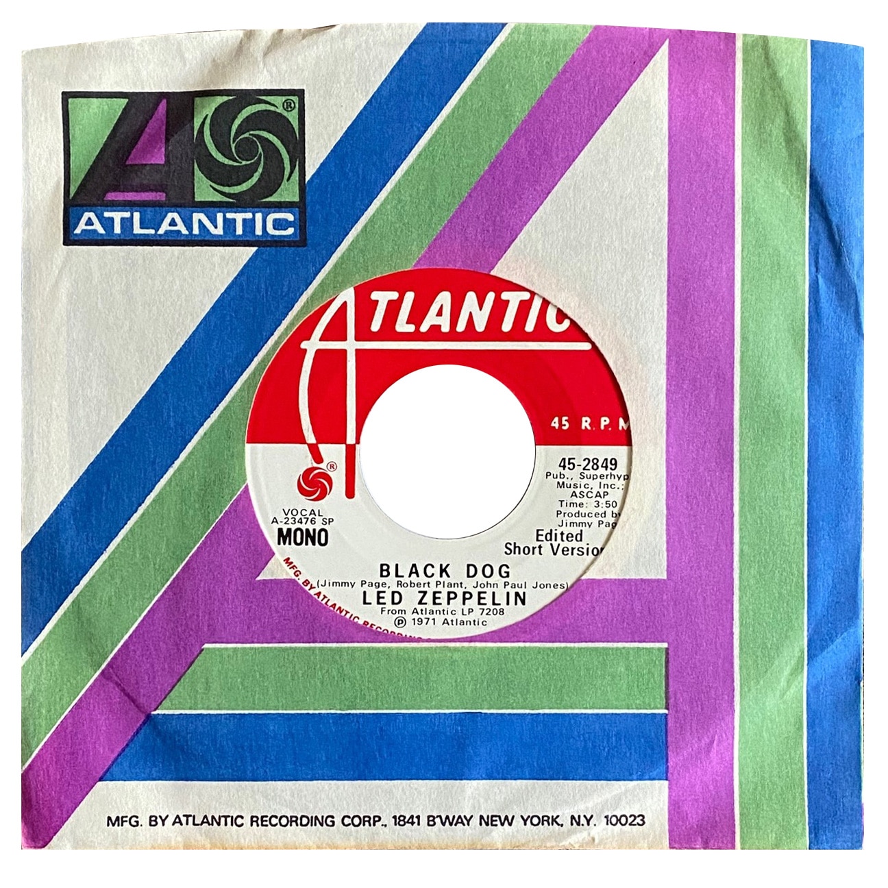 Single <br>USA (45-2849) <br>Black Dog / Black Dog (Promo #1)