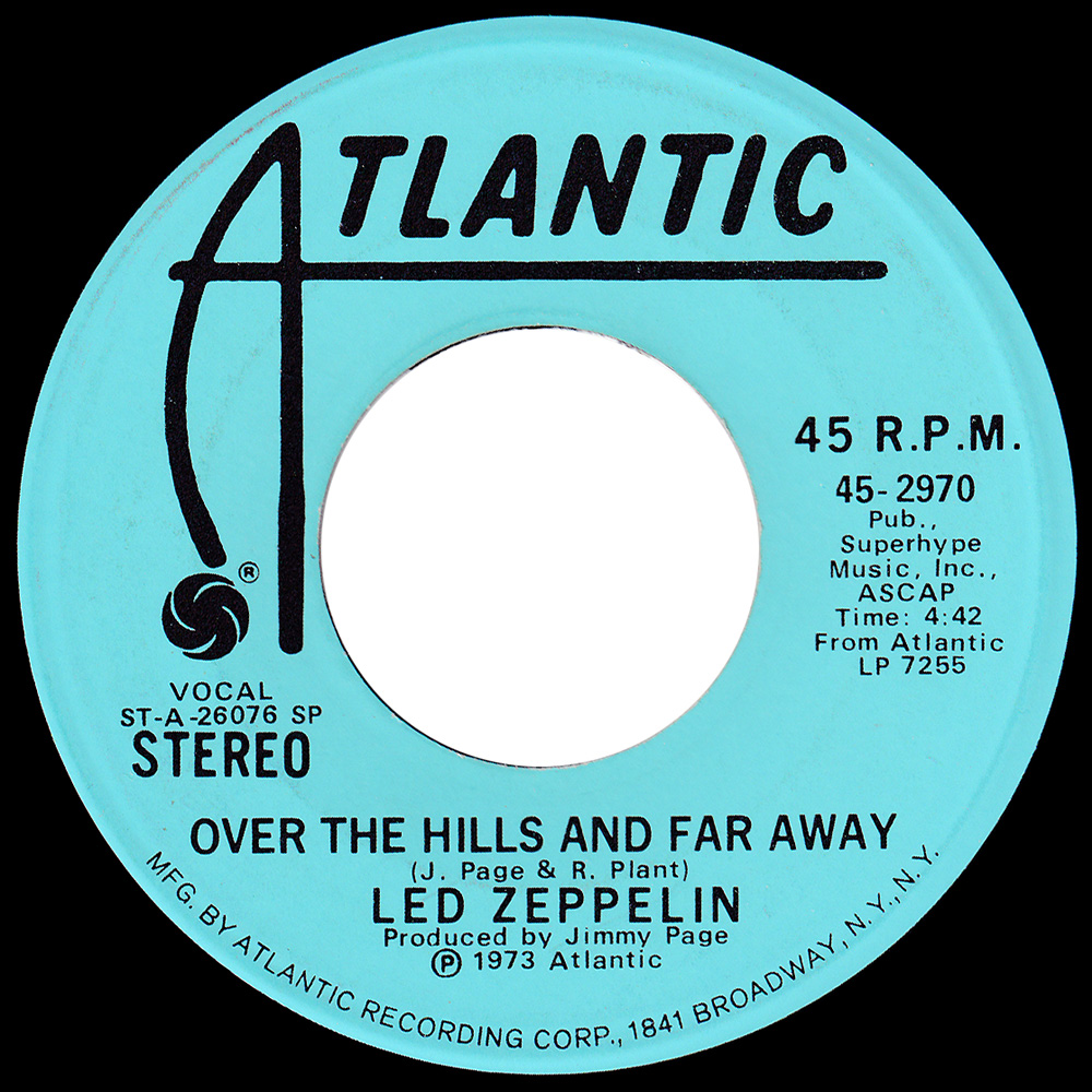 Single <br>USA (45-2970) <br>Over The Hills and Far Away / Over The Hills and Far Away (Promo #2) - Image 2