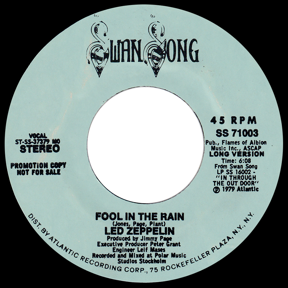 Single <br>USA (SS-71003) <br>Fool In The Rain / Fool In The Rain (Promo #1) - Image 2