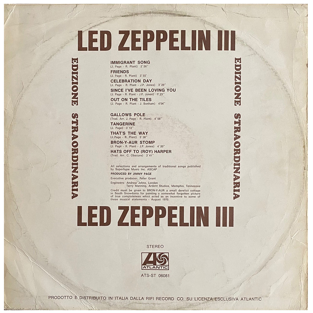 LP <br>Led Zeppelin III <br>Italy, Extraordinary Edition (ATS ST 06081) #1 - Image 2