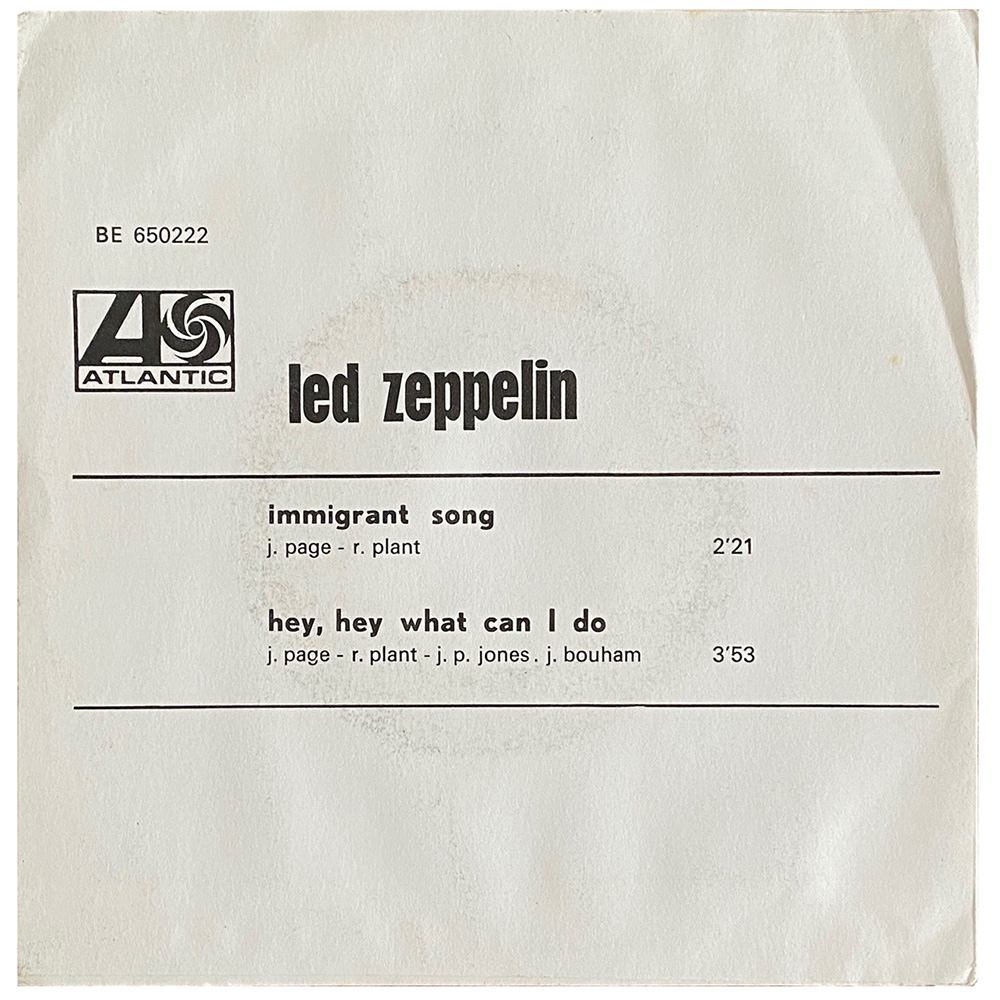 Single <br>Belgium (BE 650222) <br>Immigrant Song / Hey, Hey What Can I Do (#2) - Image 2