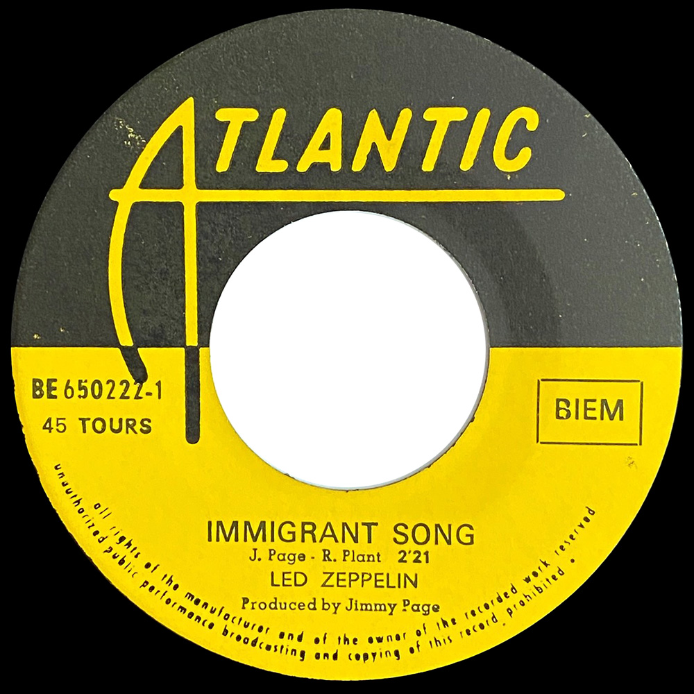 Single <br>Belgium (BE 650222) <br>Immigrant Song / Hey, Hey What Can I Do (#2) - Image 3