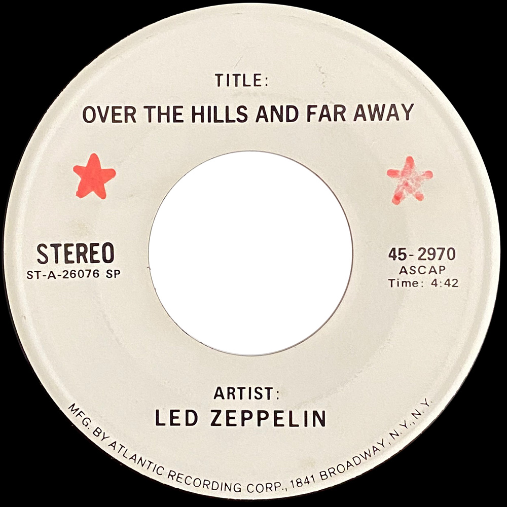 Single <br>USA (45-2970) <br>Over The Hills and Far Away / Over The Hills and Far Away (Test Pressing #2) - Image 2