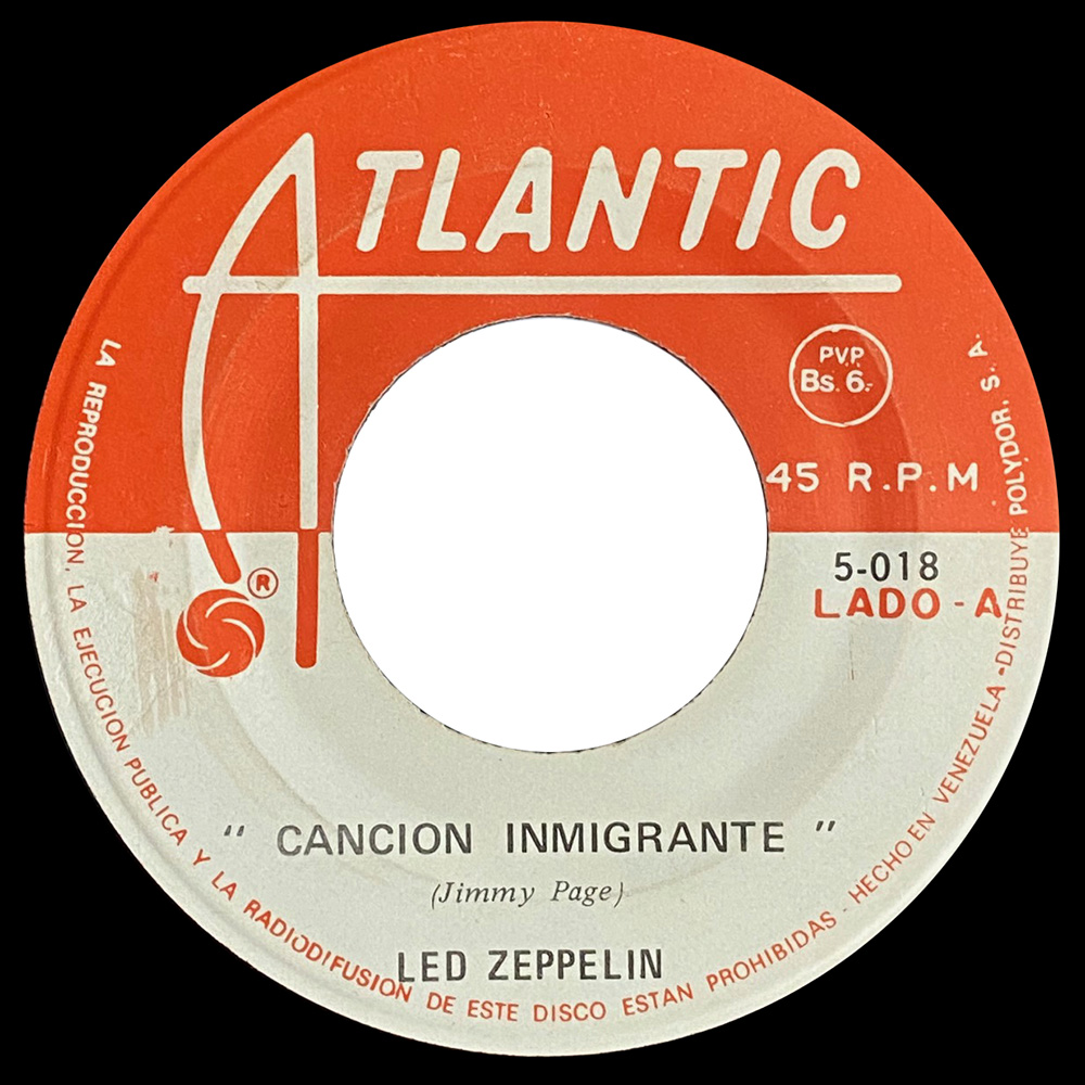 Single <br>Venezuela (5-018) <br>Immigrant Song / Whole Lotta Love (#2)