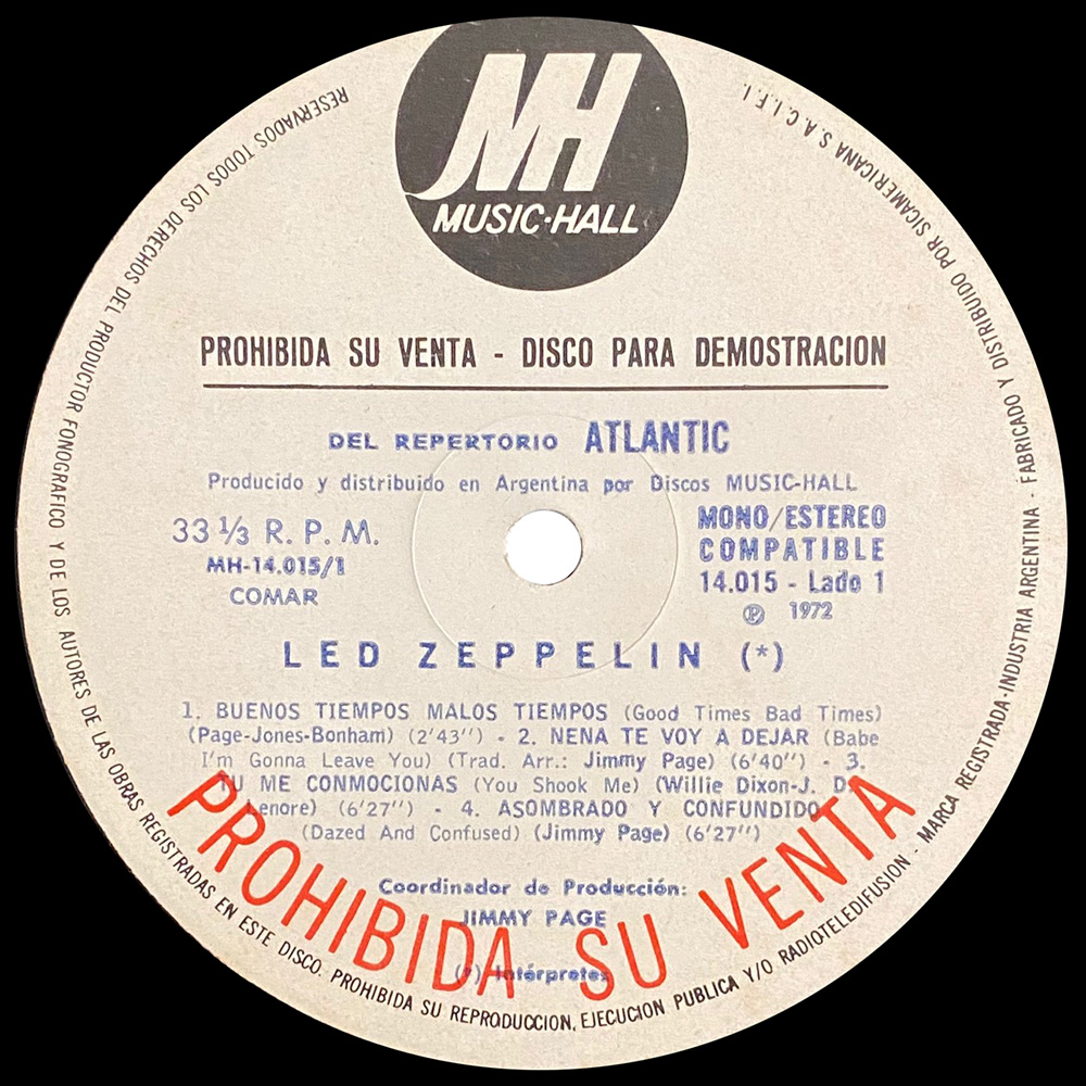 LP <br>Led Zeppelin <br>Argentina (14.015) Promo #2 - Image 3