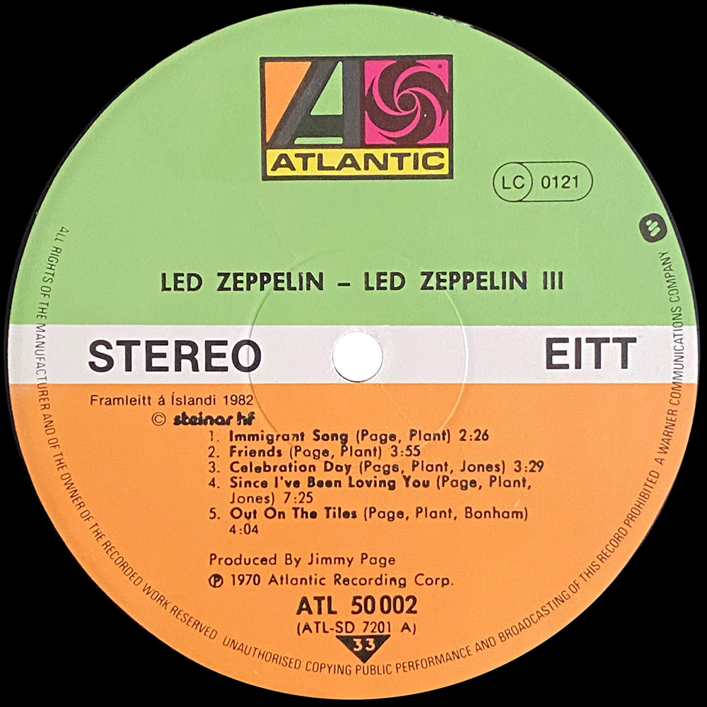 LP <br>Led Zeppelin III <br>Iceland (ATL 50 002) - Image 3
