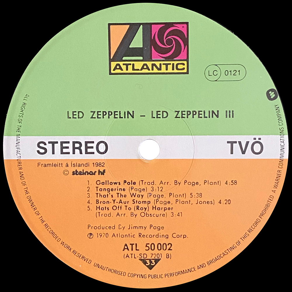 LP <br>Led Zeppelin III <br>Iceland (ATL 50 002) - Image 4
