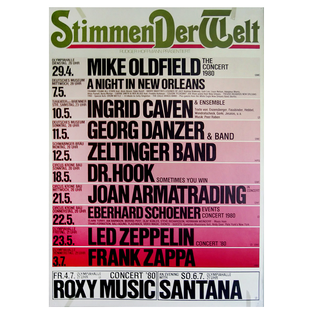 Concert Advertisement <br>1980.07.05 <br>Munich, DE (Poster)