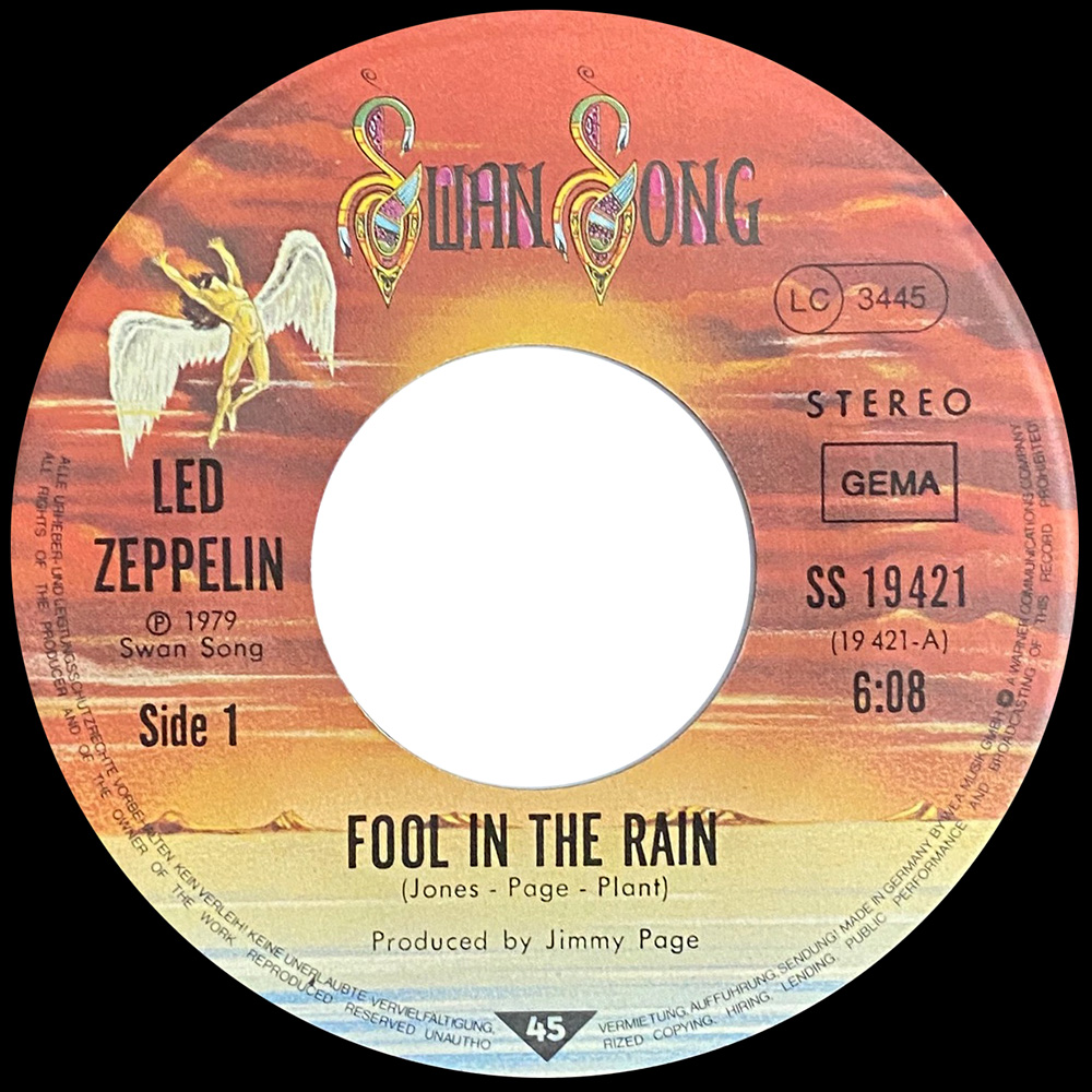 Single <br>Germany (SS19421) <br>Fool In Rain / Hot Dog (Promo) - Image 4