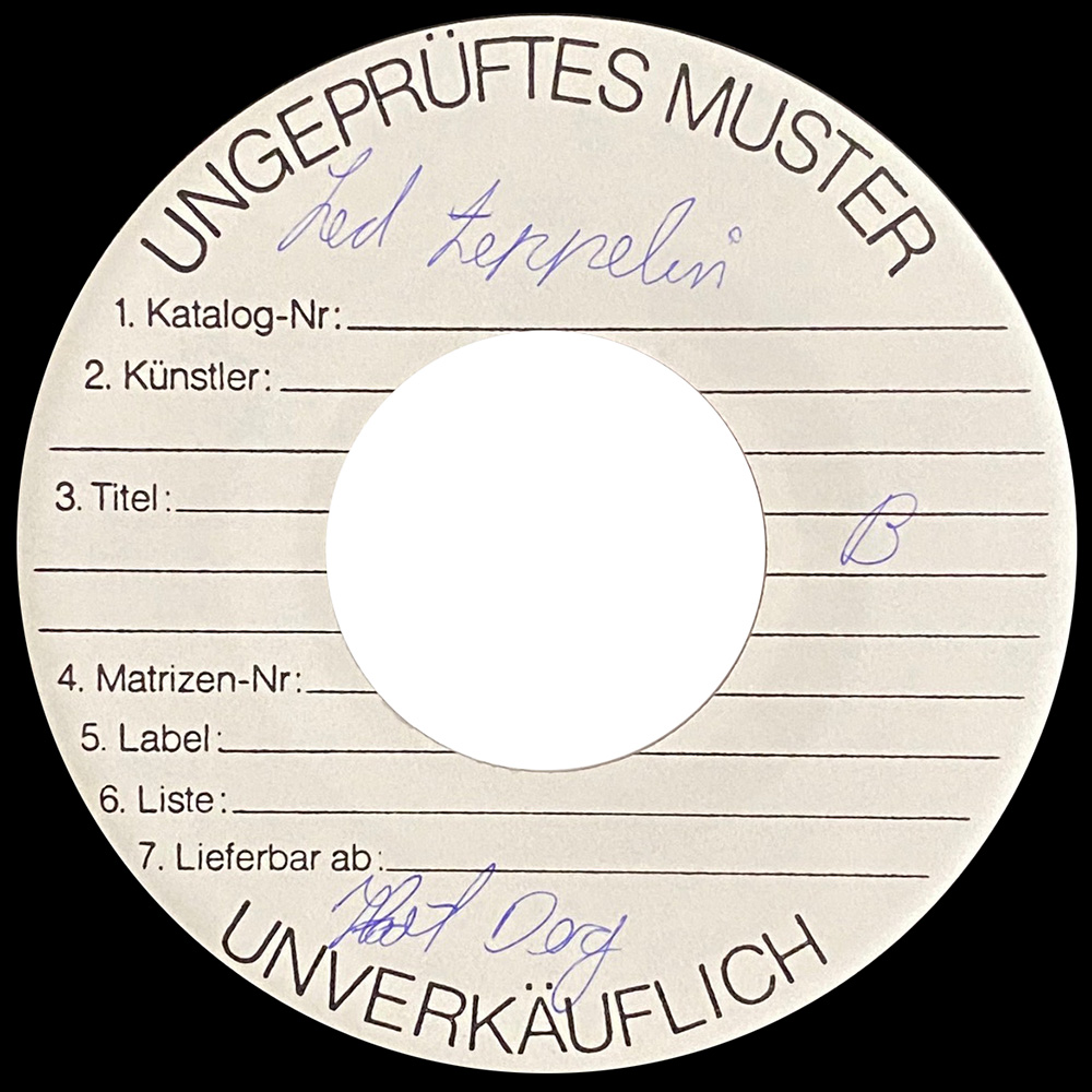 Single <br>Germany (SS 19421) <br>Fool In Rain / Hot Dog (Test Pressing #2) - Image 2