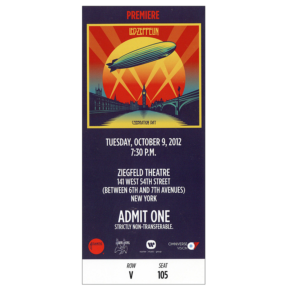 Celebration Day <br>Premiere, Ticket (USA)