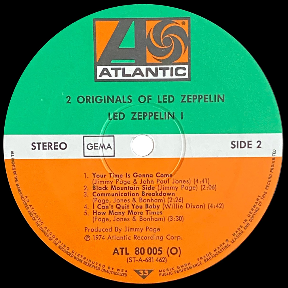 LP <br>2 Originals Of Led Zeppelin <br>Germany (ATL 80 005) Promo #2 - Image 4
