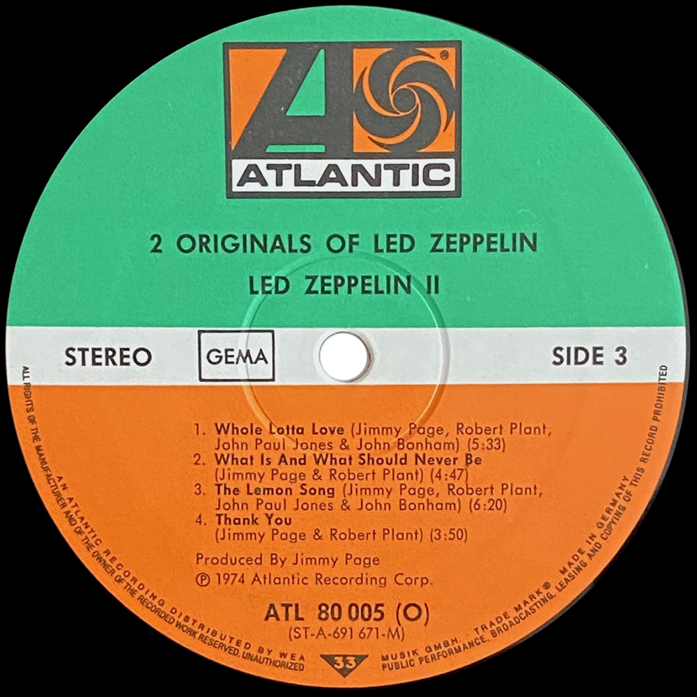 LP <br>2 Originals Of Led Zeppelin <br>Germany (ATL 80 005) Promo #2 - Image 5