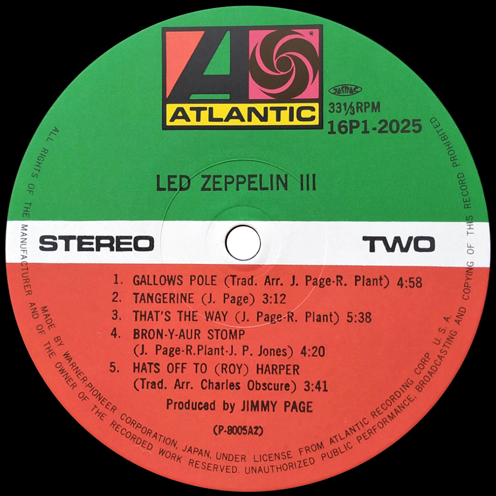 LP <br>Led Zeppelin III <br>Japan (16P1-2025) - Image 4