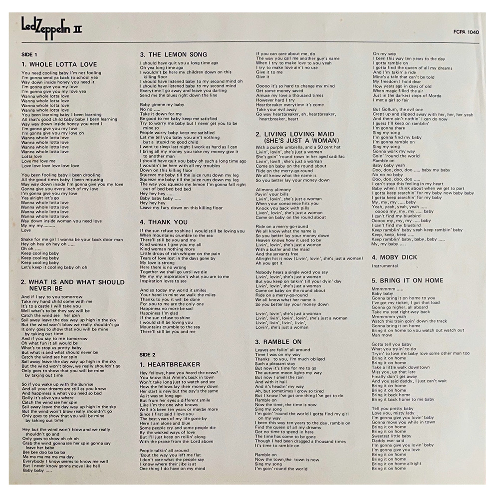 LP <br>Led Zeppelin II <br>Japan (FCPA-1040) - Image 6