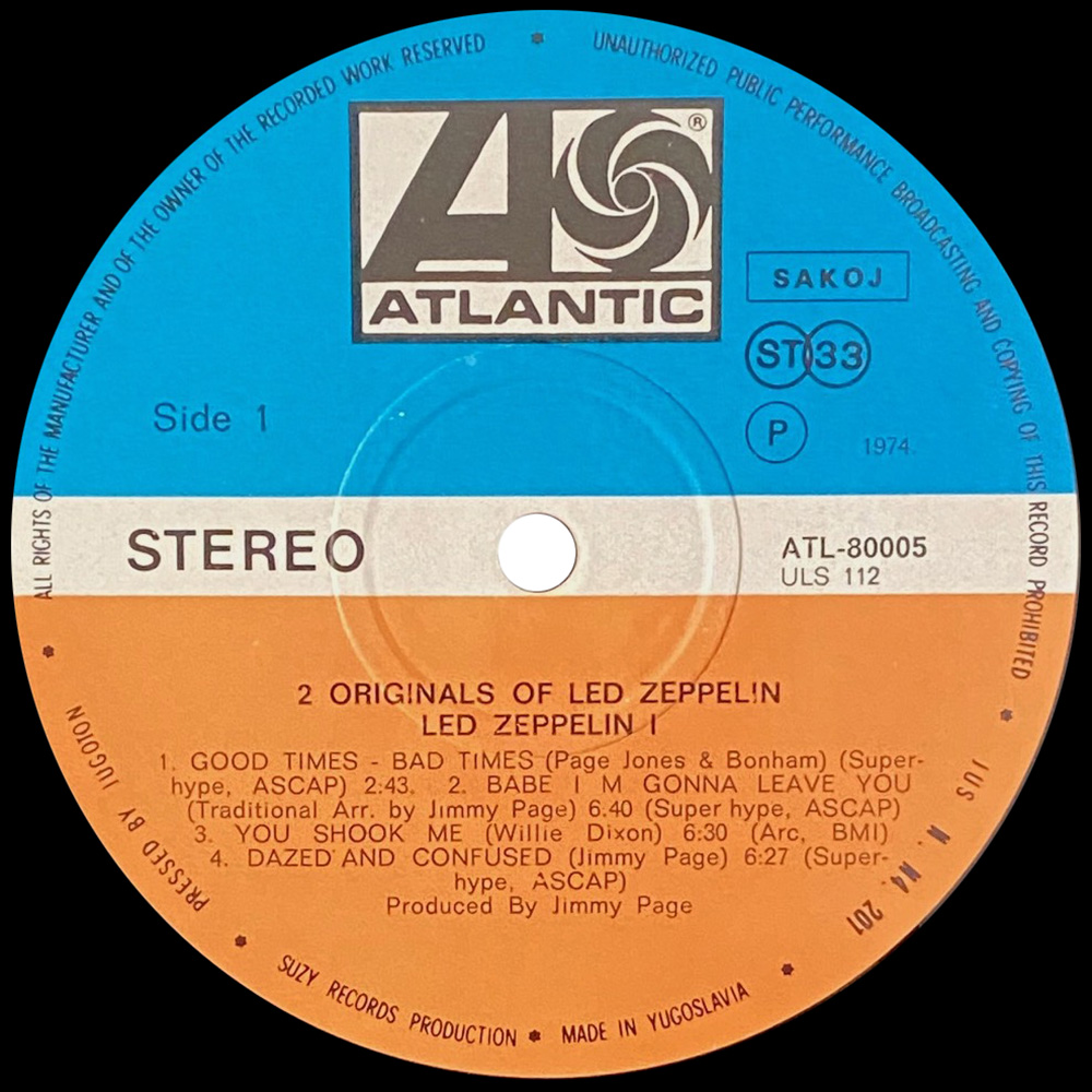 LP <br>2 Originals Of Led Zeppelin <br>Yugoslavia (ATL 80005) #2 - Image 3