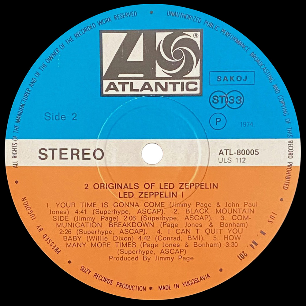 LP <br>2 Originals Of Led Zeppelin <br>Yugoslavia (ATL 80005) #2 - Image 4