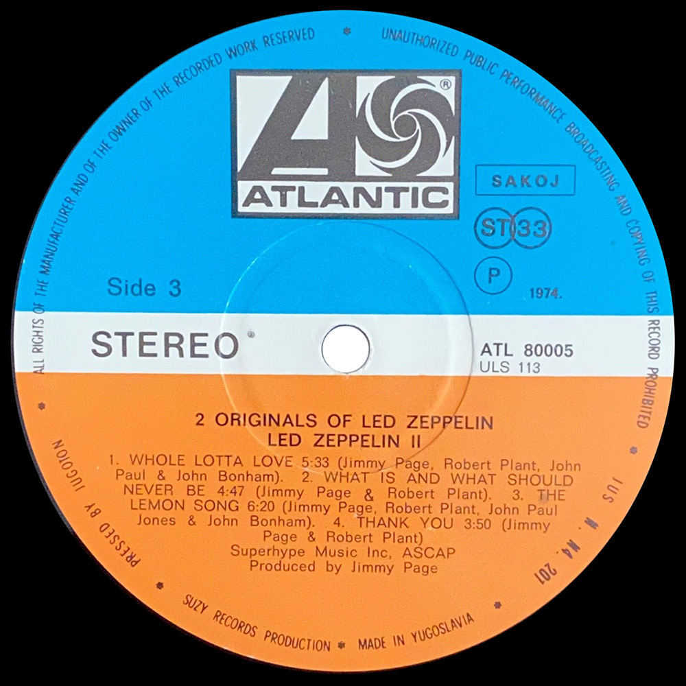 LP <br>2 Originals Of Led Zeppelin <br>Yugoslavia (ATL 80005) #2 - Image 5