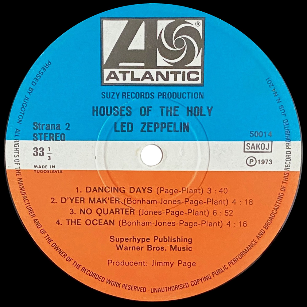 LP <br>Houses of the Holy <br>Yugoslavia (50014) #2 - Image 4