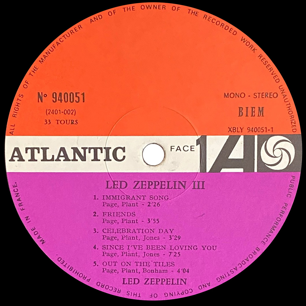 LP <br>Led Zeppelin III <br>France (940.051) #2 - Image 3