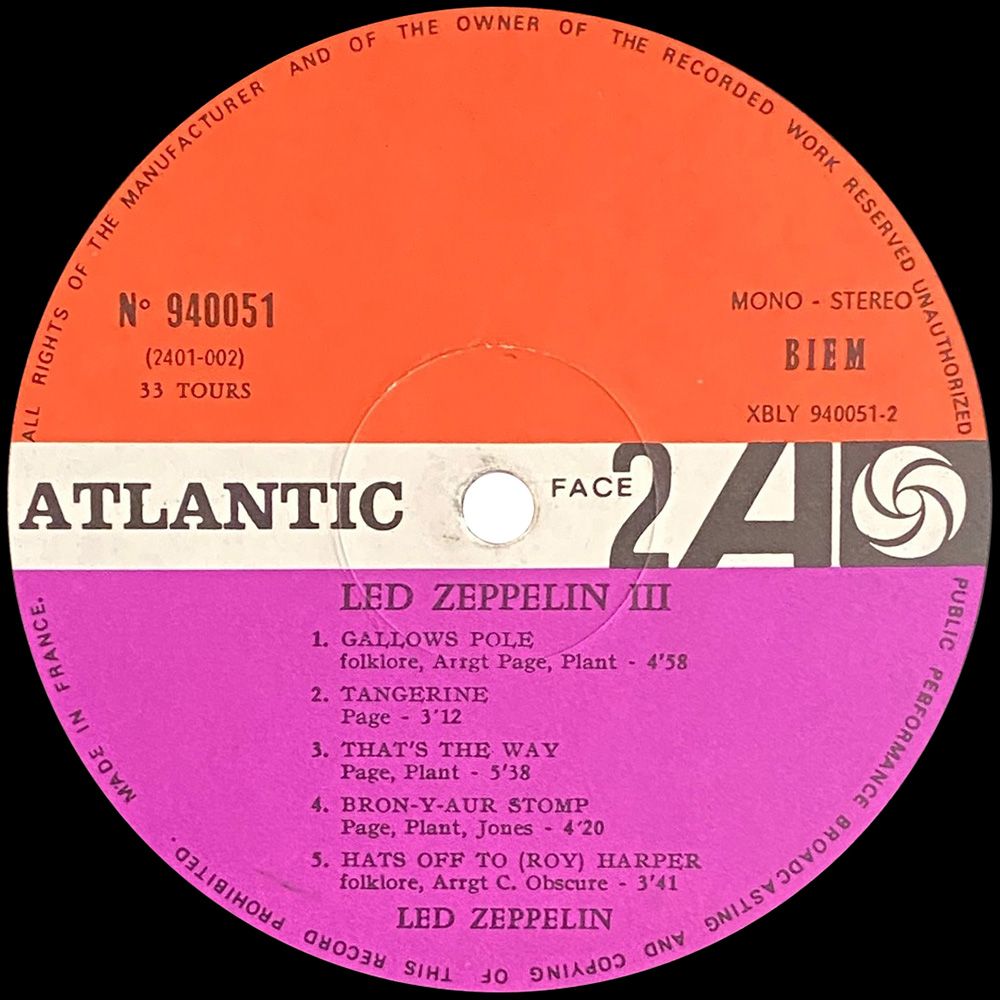 LP <br>Led Zeppelin III <br>France (940.051) #2 - Image 4