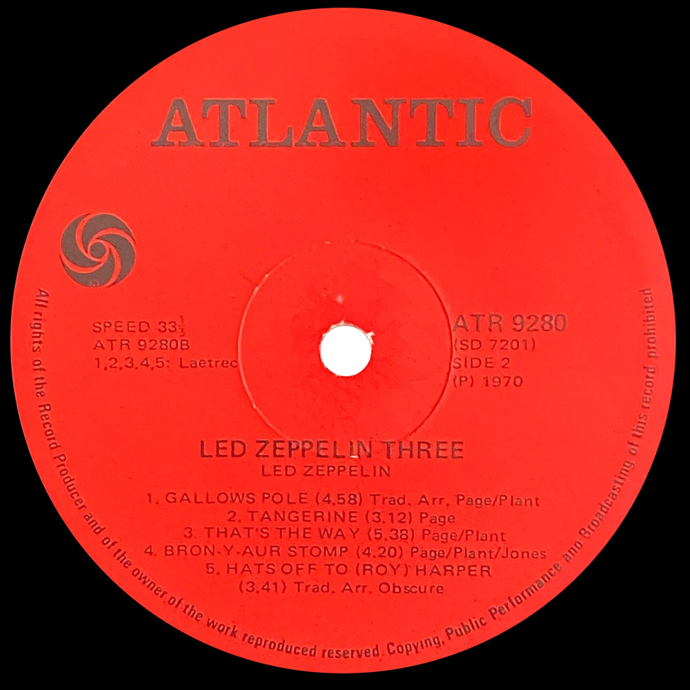 LP <br>Led Zeppelin III <br>South Africa (ATR 9280) #1 - Image 5