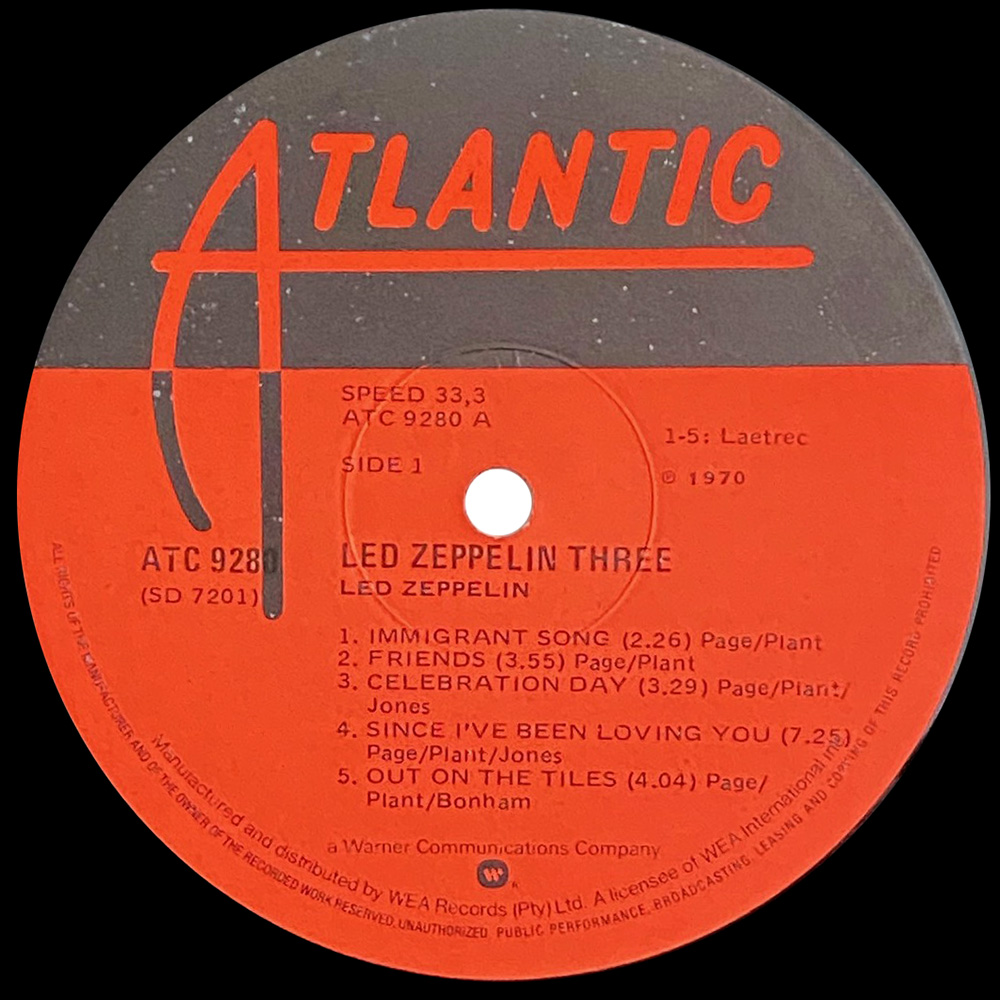 LP <br>Led Zeppelin III <br>South Africa (ATR 9280) #2 - Image 4