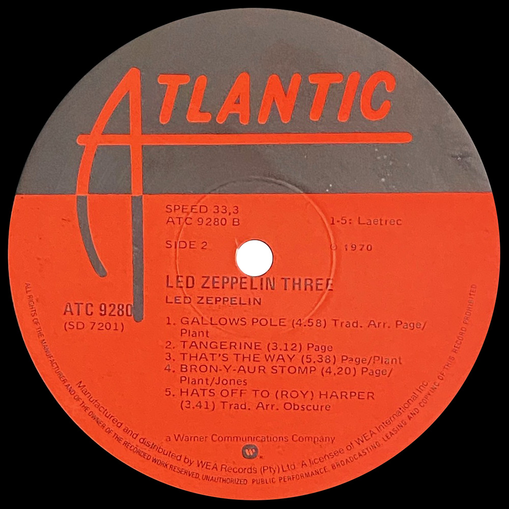 LP <br>Led Zeppelin III <br>South Africa (ATR 9280) #2 - Image 5