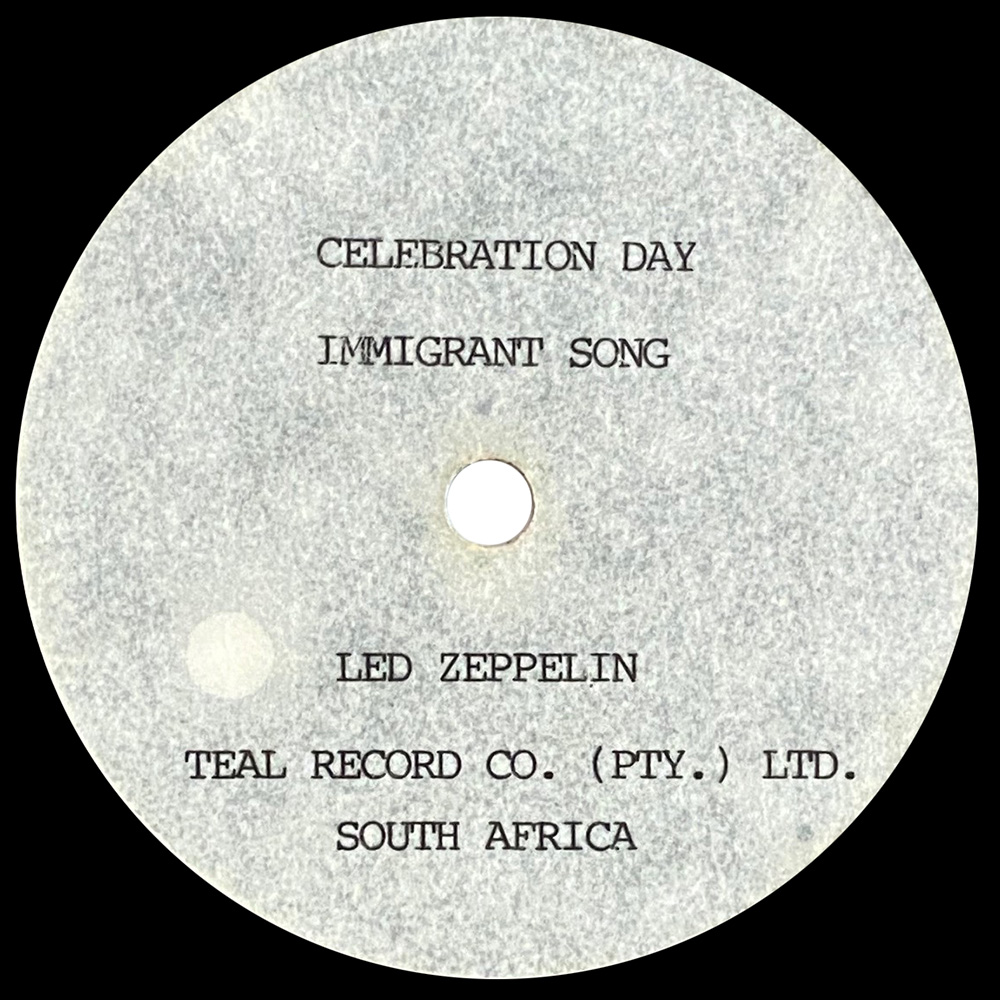 Single <br>South Africa (N/A) <br>Celebration Day / Immigrant Song (Acetate) - Image 2