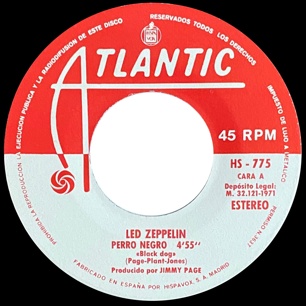 Single <br>Spain (HS-775) <br>Black Dog / Misty Mountain Hop (#2) - Image 3
