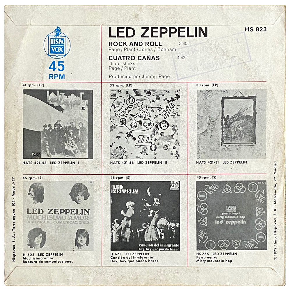 Single <br>Spain (HS-823) <br>Rock and Roll / Four Sticks (Promo) - Image 2