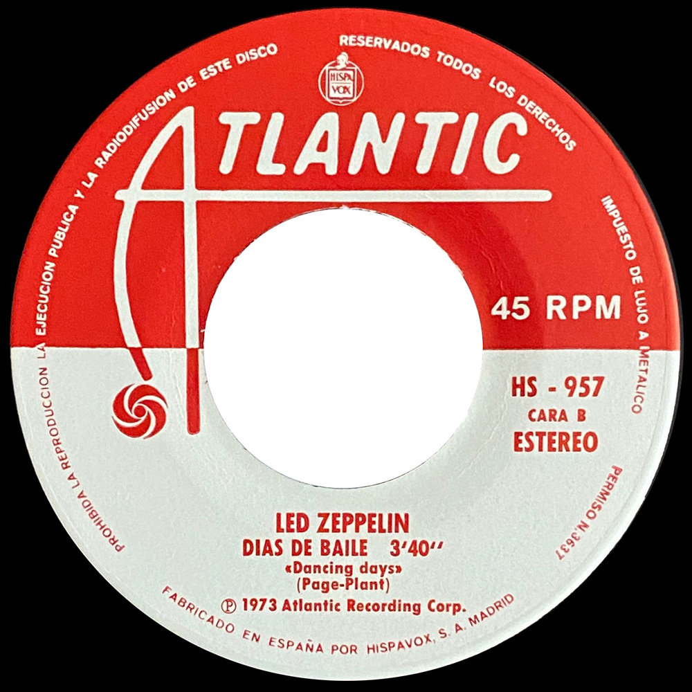 Single <br>Spain (HS-957) <br>Over The Hills and Far Away / Dancing Days (#2) - Image 4