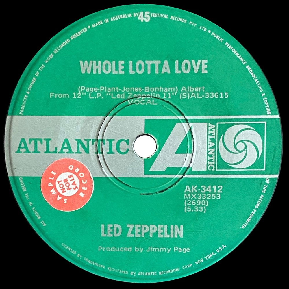 Single <br>Australia (AK-3412) <br>Whole Lotta Love / Living Loving Maid (Promo) - Image 2
