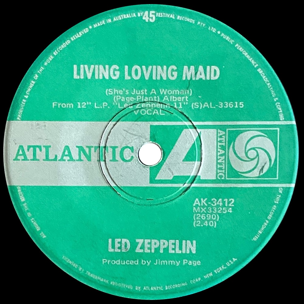 Single <br>Australia (AK-3412) <br>Whole Lotta Love / Living Loving Maid (Promo) - Image 3