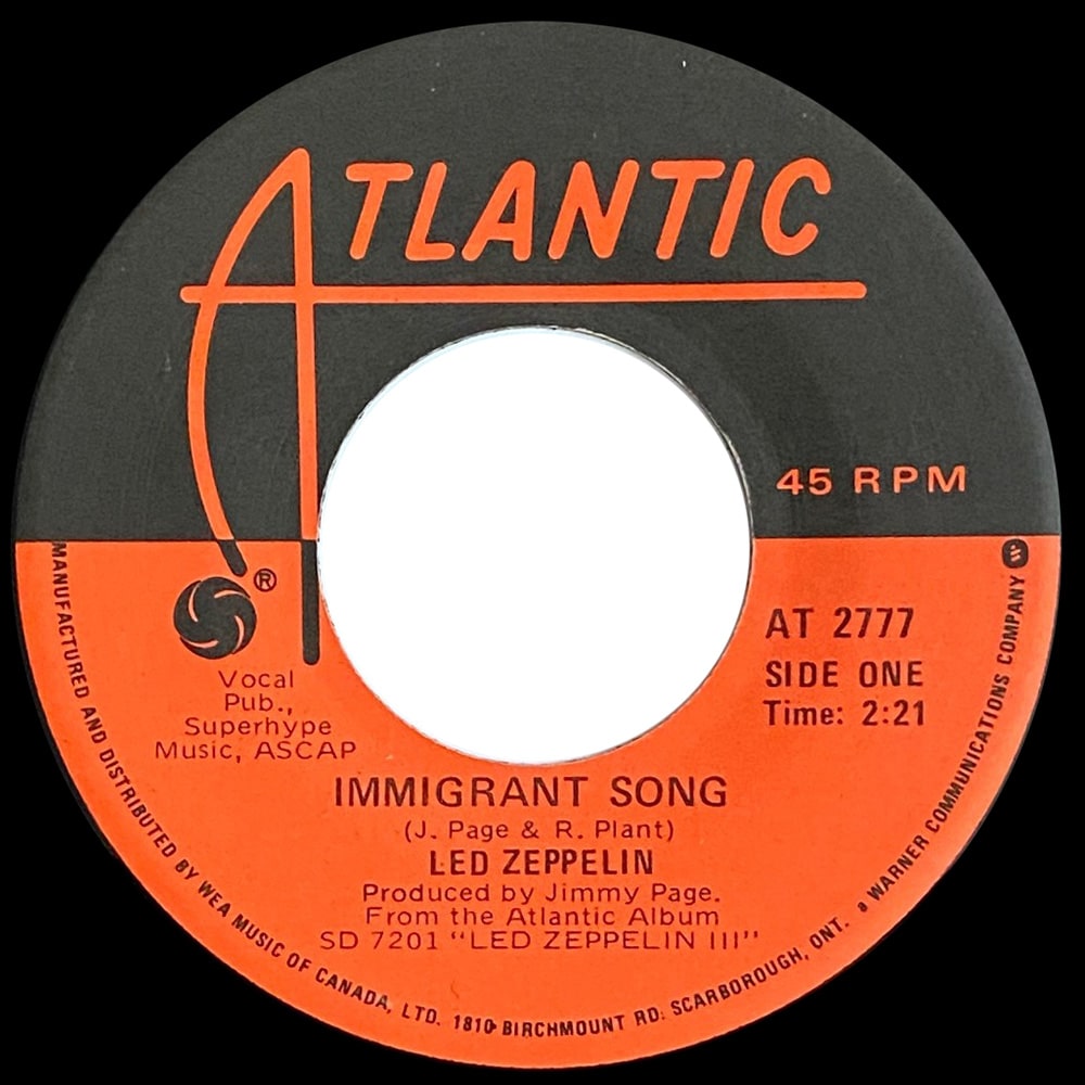 Single <br>Canada (AT 2777) <br>Immigrant Song / Hey, Hey, What Can I Do (#5) - Image 2