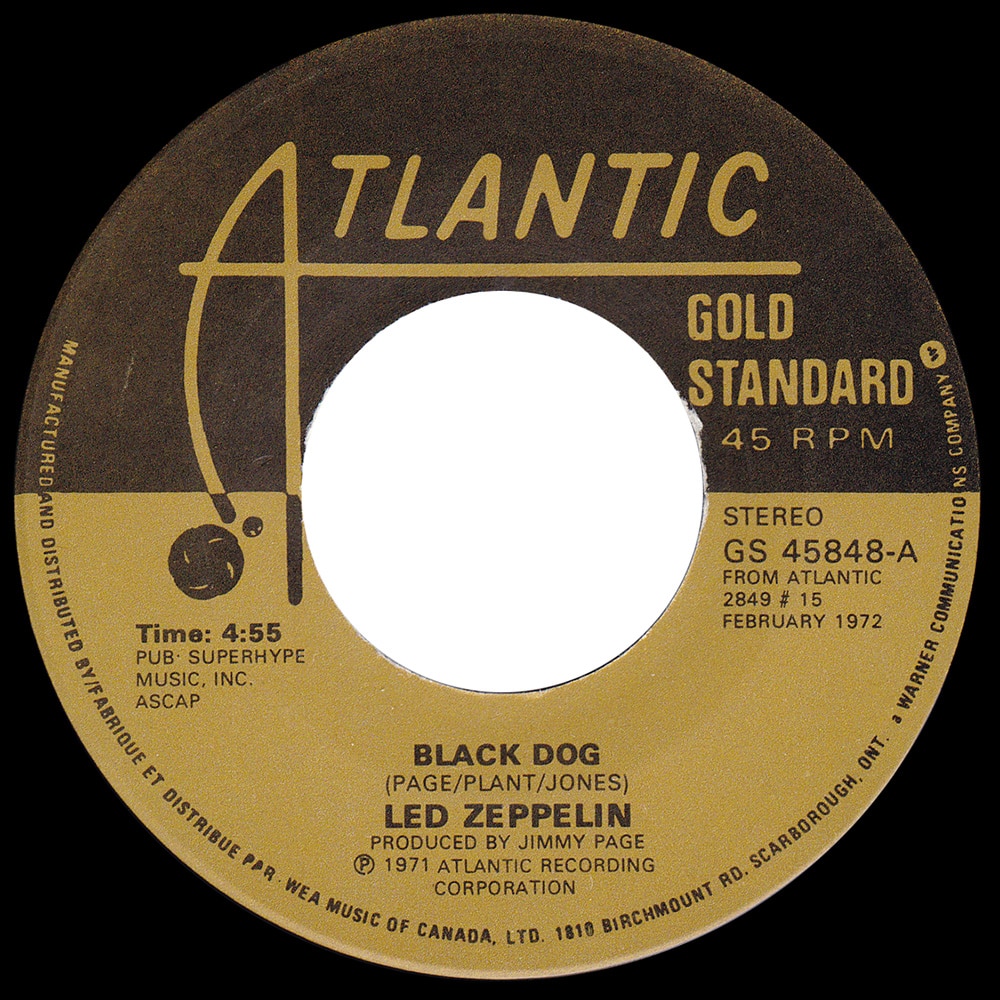 Single <br>Canada (GS 45848) <br>Black Dog / Misty Mountain Hop (#2)