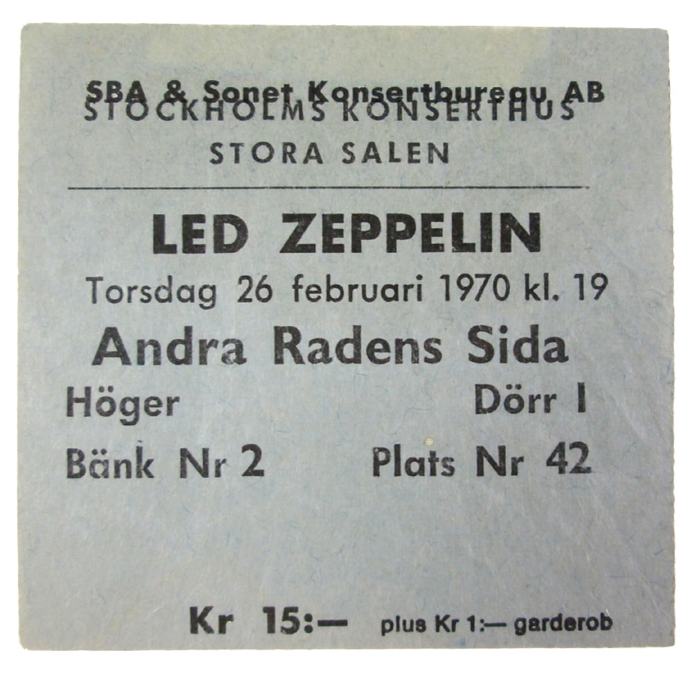 Concert Ticket <br>1970.02.26 <br>Stockholm, SE