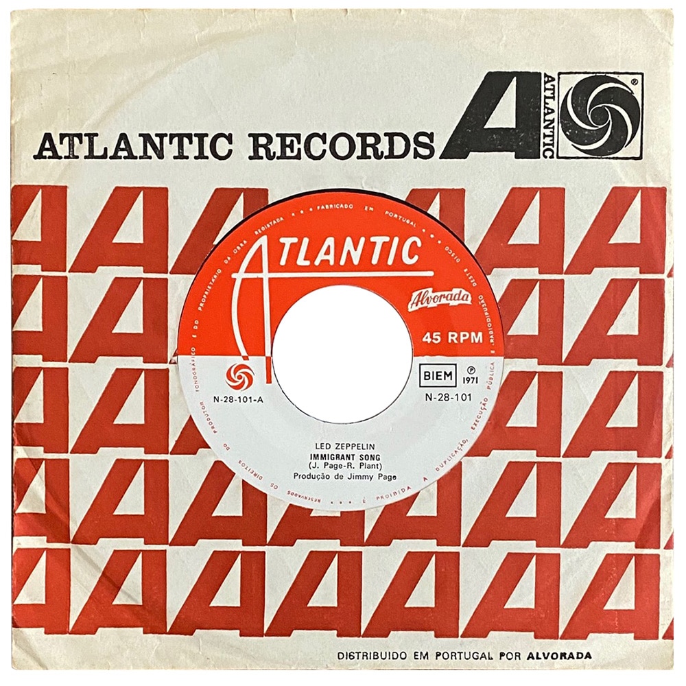 Single <br>Portugal (N-28-101) <br>Immigrant Song / Hey, Hey, What Can I Do (#2)