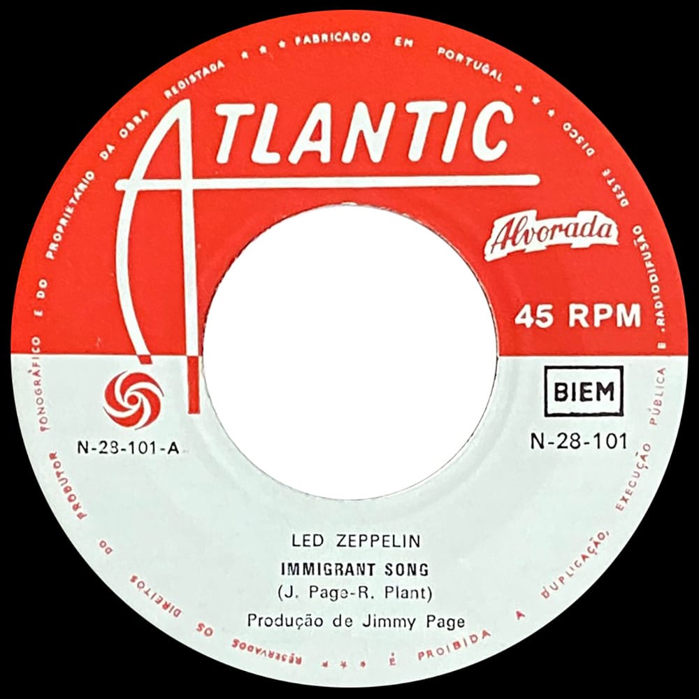 Single <br>Portugal (N-28-101) <br>Immigrant Song / Hey, Hey, What Can I Do (#4) - Image 3