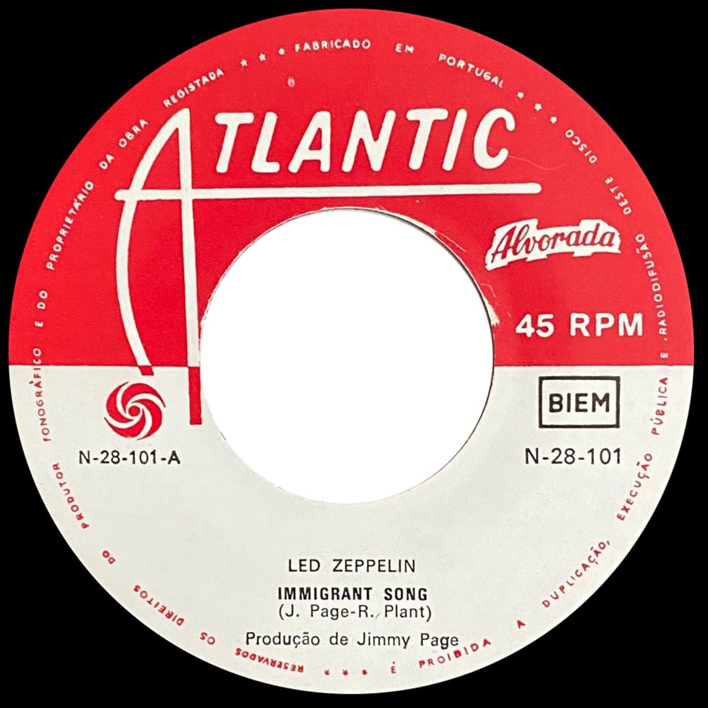 Single <br>Portugal (N-28-101) <br>Immigrant Song / Hey, Hey, What Can I Do (#5) - Image 3