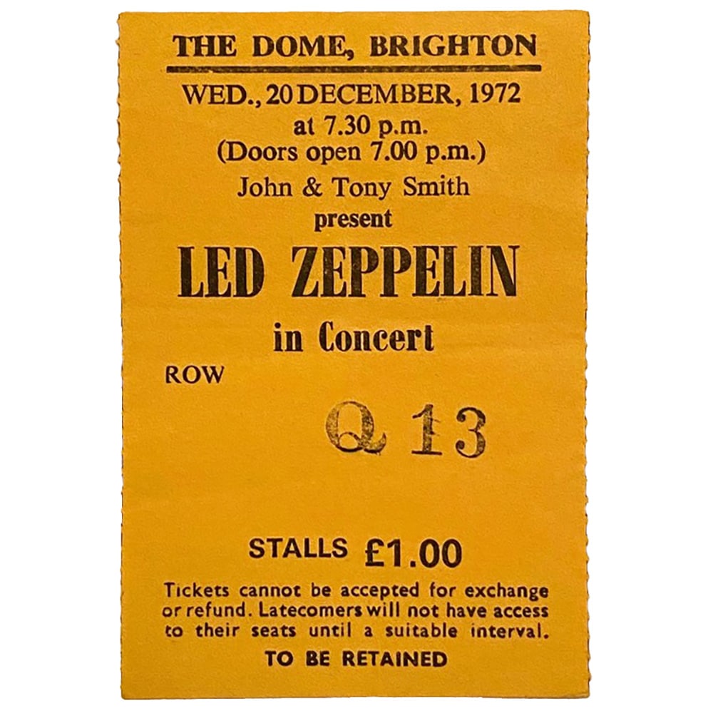 Concert Ticket <br>1972.12.20 <br>Brighton, UK