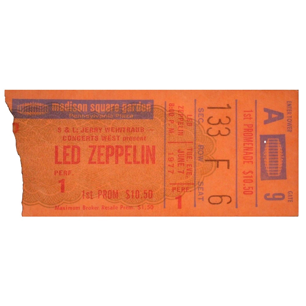 Concert Ticket <br>1977.06.07 <br>New York, NY