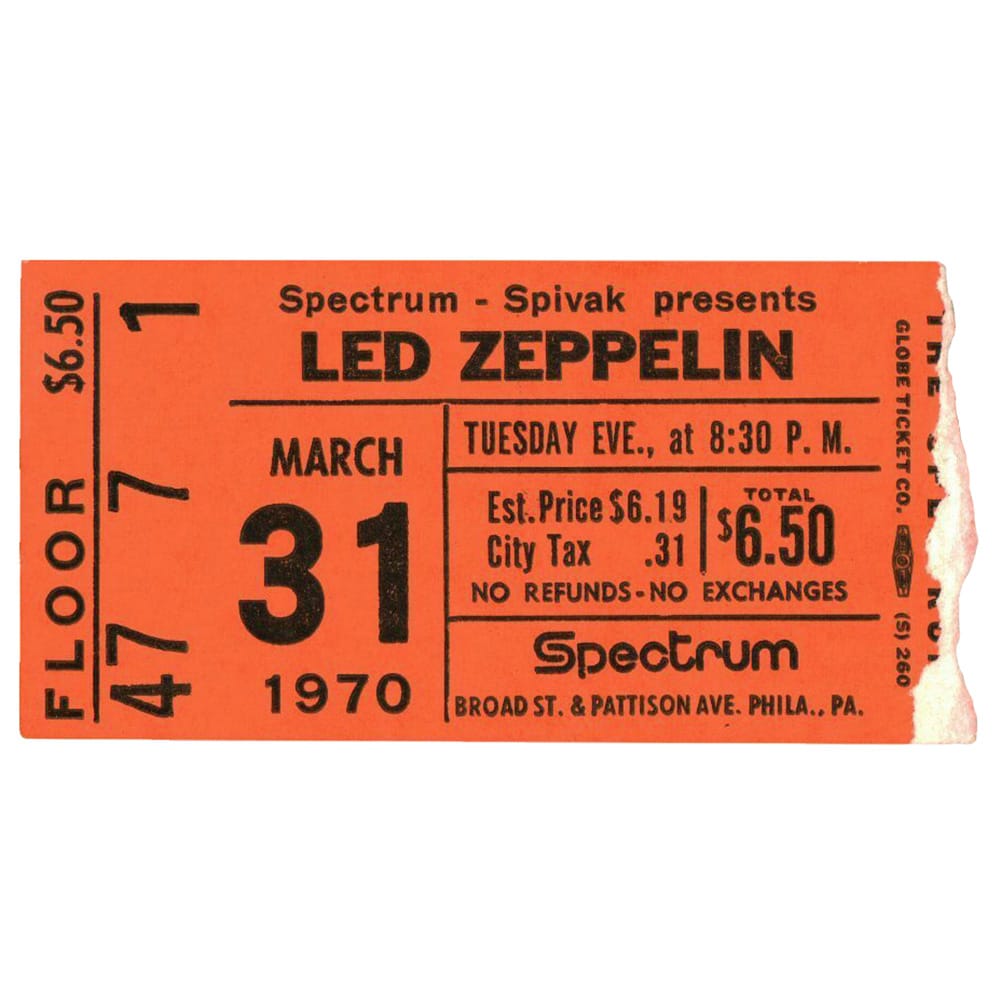 Concert Ticket <br>1970.03.31 <br>Philadelphia, PA
