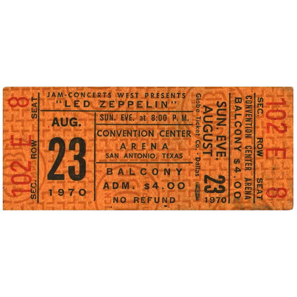 Concert Ticket <br>1970.08.23 <br>San Antonio, TX