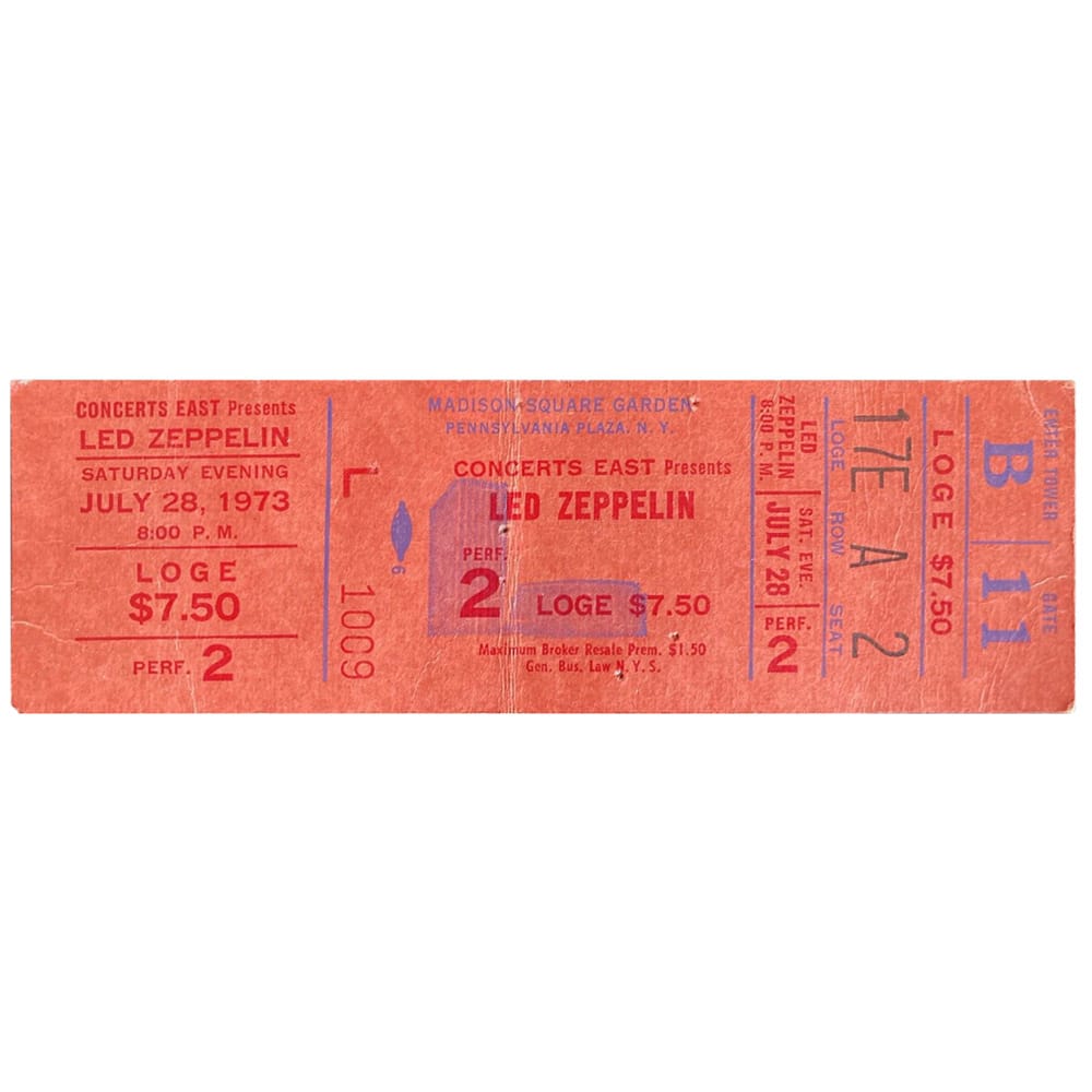 Concert Ticket <br>1973.07.28 <br>New York, NY