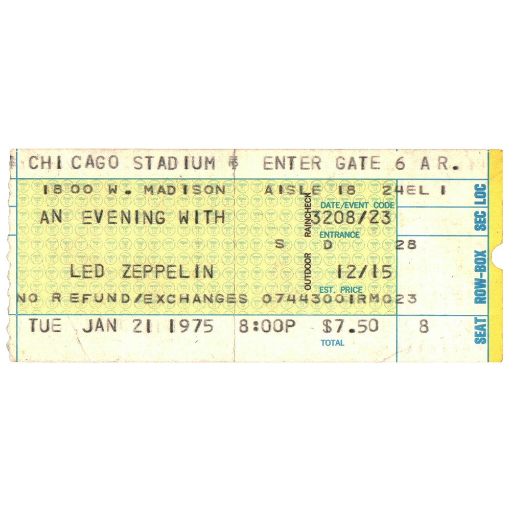 Concert Ticket <br>1975.01.21 <br>Chicago, IL