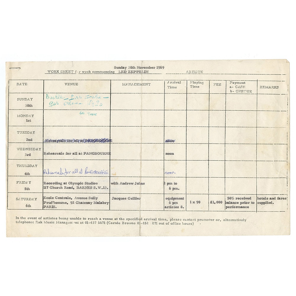 Concert Rarity <br>1969.11.10 <br>UK Tour Itinerary